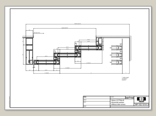 E-TTSA-R, horizontal section without side screen